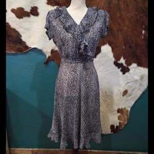 MSK Black and White Patterned Midi Dress